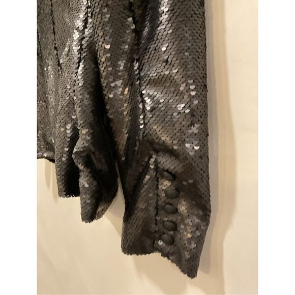 L'Agence Women's Black Kenzie Double Breasted Sequin Matte Blazer Size 6 - Picture 8 of 10